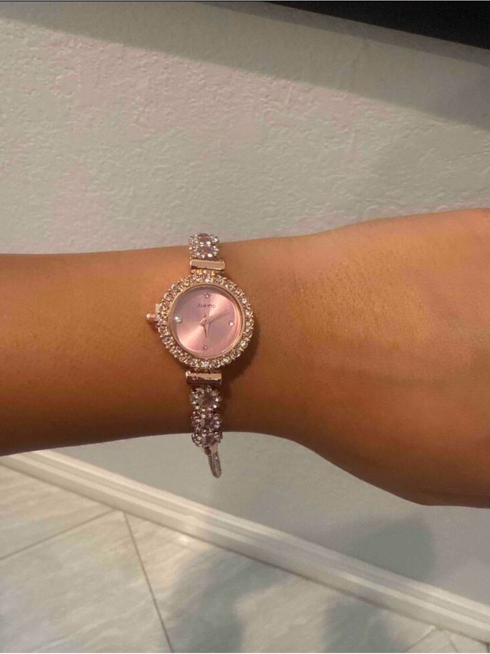 Elegant Pink Crystal Women's Bracelet Watch - Rose Gold Tone - Picture 5 of 5